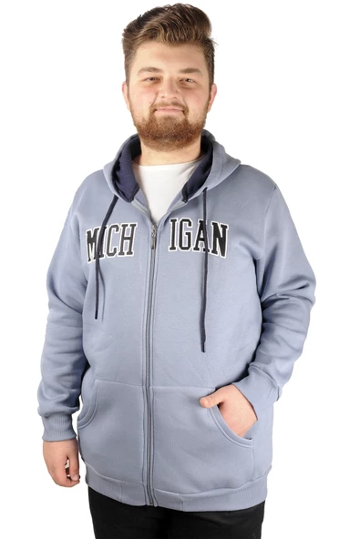 Mode XL Erkek Sweat  Kapşonlu  Michigan 21519 Mavi - Resim 2