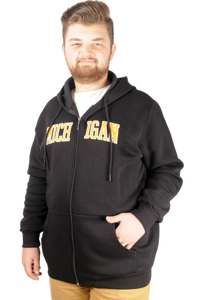 Mode XL Erkek Sweat  Kapşonlu  Michigan 21519 Siyah - 5