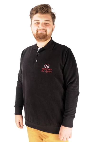 Mode XL Erkek Sweat Polo Selanik Young Rich 20444 Siyah ürün görseli