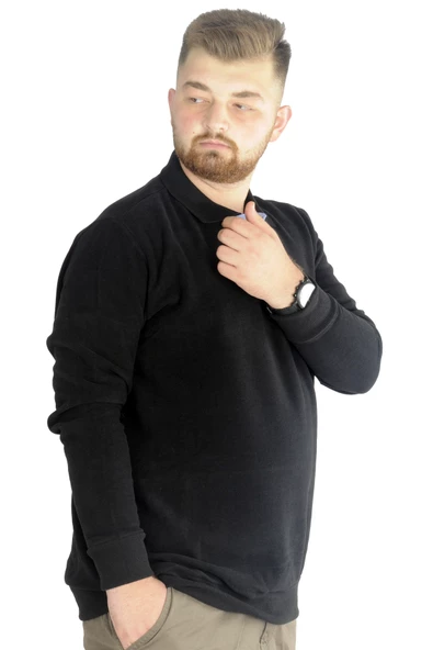 Mode XL Erkek Sweatshirt  Polo Vnz Selanik 20440 Siyah - Resim 2