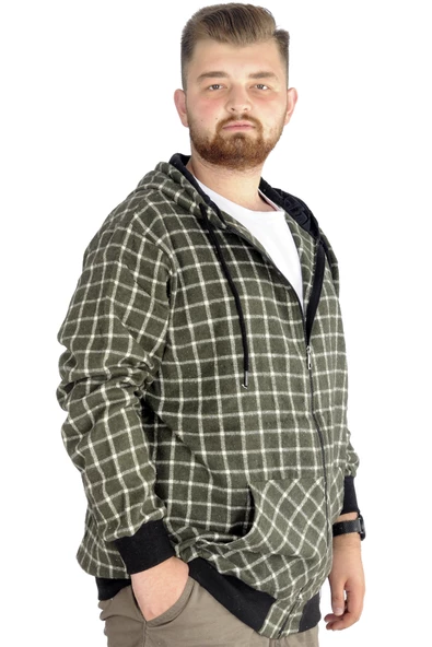 Mode XL Erkek Oduncu Kapsonlu Sweat Pocket 21574 Yeşil - Resim 6