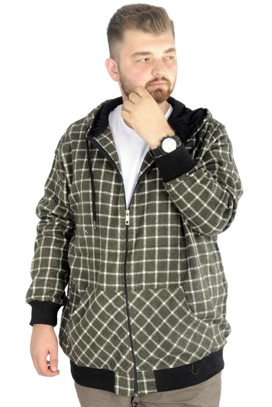 Mode XL Erkek Oduncu Kapsonlu Sweat Pocket 21574 Yeşil - Resim 4