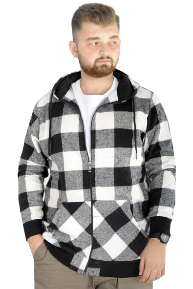 Mode XL Erkek Oduncu Kapsonlu Sweat Pocket 21574 Siyah - Resim 6