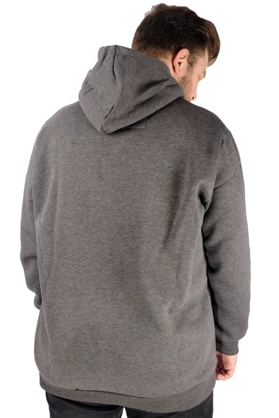 Mode XL Büyük Beden Erkek Sweat Kapşon Super 21512 Antramelanj - Resim 6