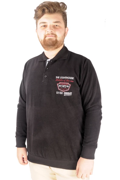 Mode XL Erkek Sweat Polo Selanik The Lightgouse 20443 Siyah - Resim 4