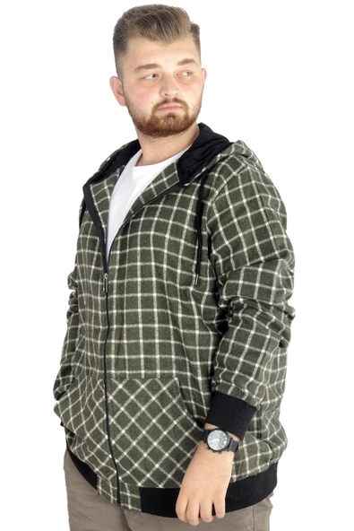 Mode XL Erkek Oduncu Kapsonlu Sweat Pocket 21574 Yeşil - Resim 5