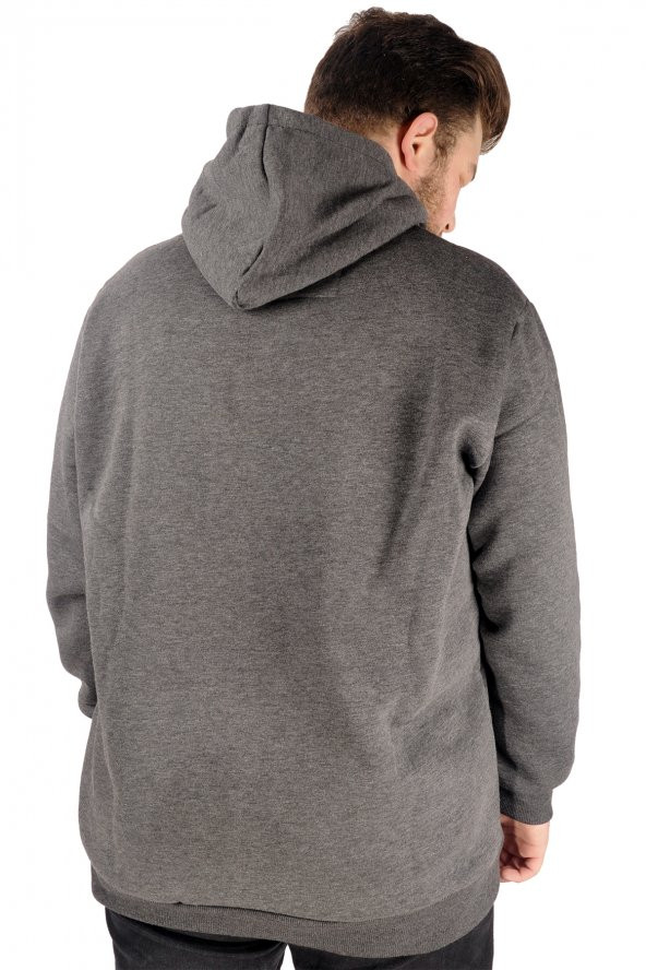 Mode XL Büyük Beden Erkek Sweat Kapşon Super 21512 Antramelanj - Resim 3