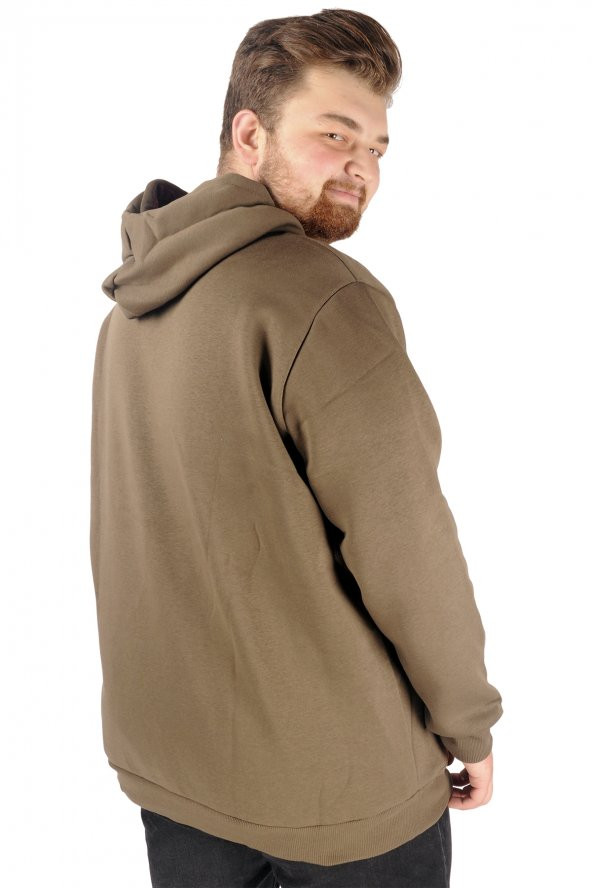 Mode XL Büyük Beden Erkek Sweat Kapşon Super 21512 Haki - 2