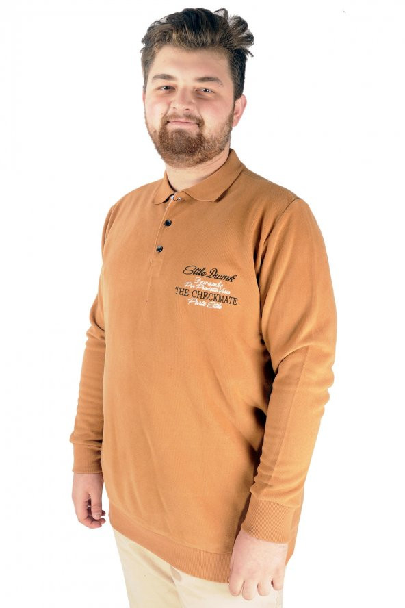 Mode XL Erkek Sweat Polo Selanik Embroidered 20442 Bej