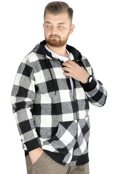 Mode XL Erkek Oduncu Kapsonlu Sweat Pocket 21574 Siyah - Resim 4