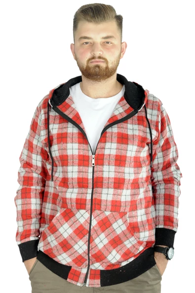 Mode XL Erkek Oduncu Kapsonlu Sweat Pocket 21574 Bordo ürün görseli 1