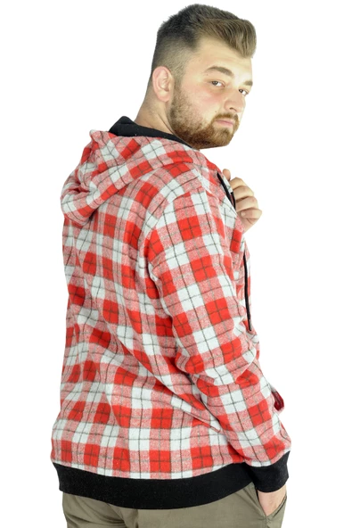 Mode XL Erkek Oduncu Kapsonlu Sweat Pocket 21574 Bordo - Resim 3