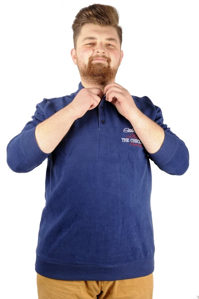Mode XL Erkek Sweat Polo Selanik Embroidered 20442 Indigo ürün görseli 1