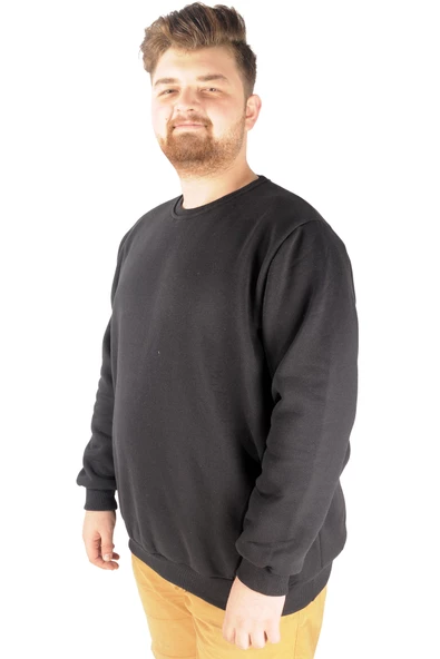 Mode XL Erkek Sweat Bis Yaka Recycle B20531 Siyah ürün görseli 1