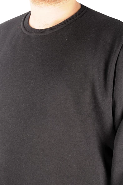 Mode XL Erkek Sweat Bis Yaka Recycle B20531 Siyah - Resim 4