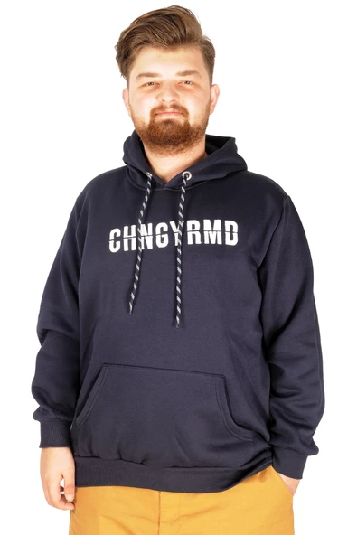 Mode XL Erkek Sweat Kapsonlu Embroidery Offmode 21502 Lacivert