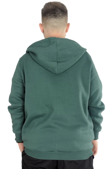 Mode XL Büyük Beden Erkek Sweat Zippered Basic 20543 Nefti - Resim 3