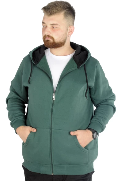 Mode XL Büyük Beden Erkek Sweat Zippered Basic 20543 Nefti ürün görseli