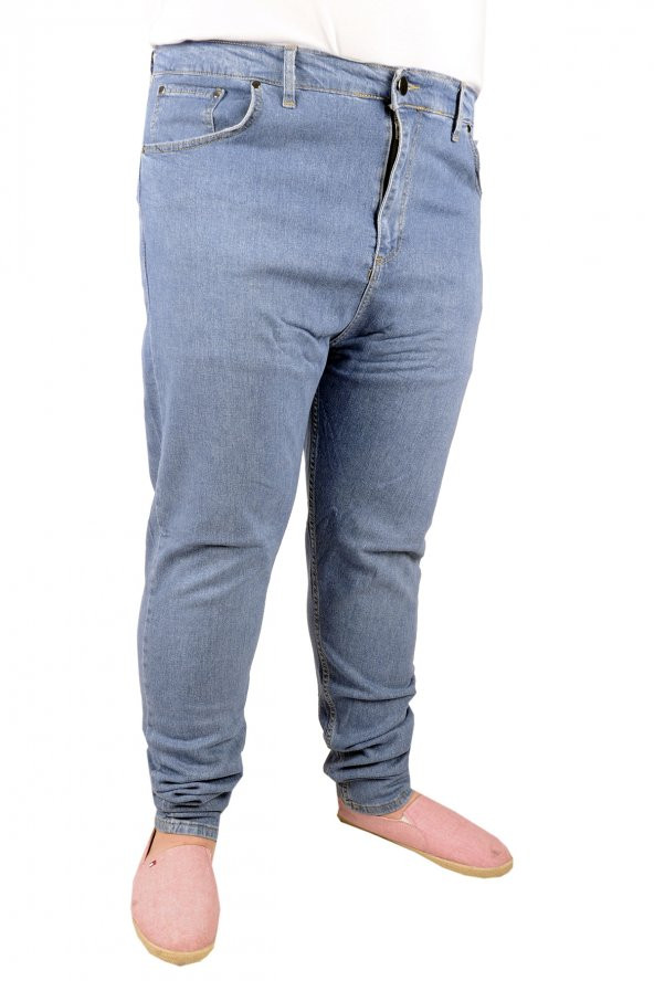 Mode XL Büyük Beden Erkek Pantolon Kot 5Cep Classic Kısa Mode 20930 Mavi