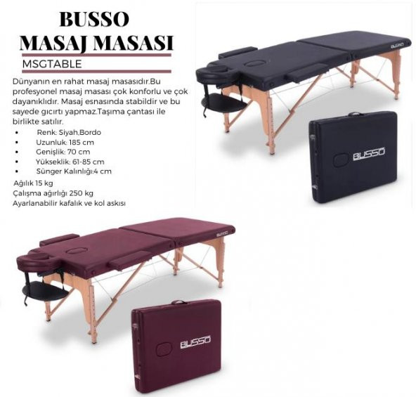 MSGTABLE BUSSO MASAJ MASASI SİYAH - 2