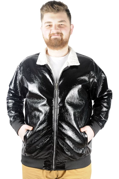 Mode XL Erkek Mont Furry Shiny 21095 Siyah - 4