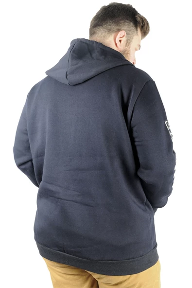 Mode XL Erkek Sweat Kapşonlu Cep Zippered Linexpected 21521 Lacivert - 8