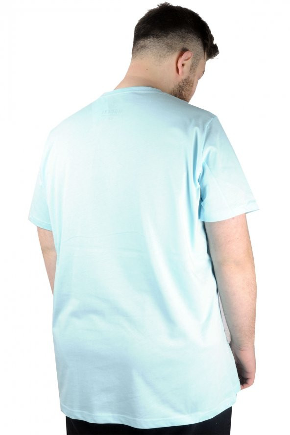 Mode XL Erkek T shirt Bis Yaka Mountain 22101 Mavi - 3