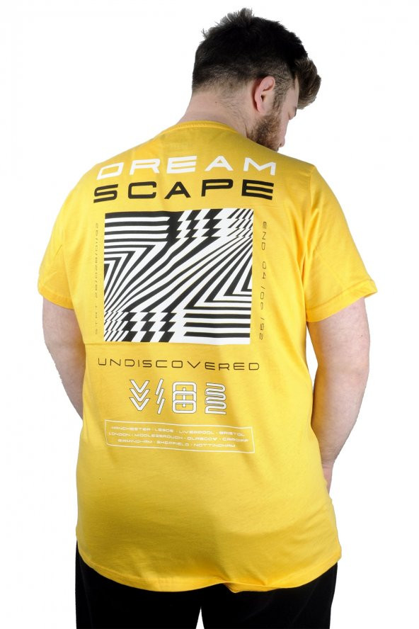 Mode XL Erkek T shirt Bis Yaka Dream Scape 22111 Hardal - 3