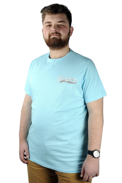 Mode XL Erkek T shirt Bis Yaka Yankees 22108 Mavi - Resim 4