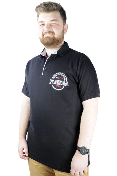 Mode XL Erkek T shirt Polo Florida 22303 Siyah - Resim 3