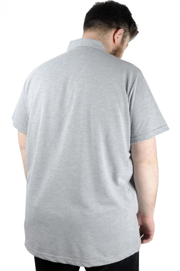 Mode XL Büyük Beden Erkek T shirt Polo MDX Club 22305 Gri Melanj - 3