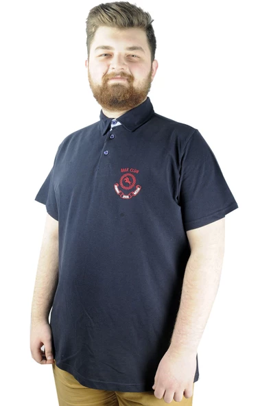 Mode XL Büyük Beden Erkek T shirt Polo MDX Club 22305 Lacivert - 4