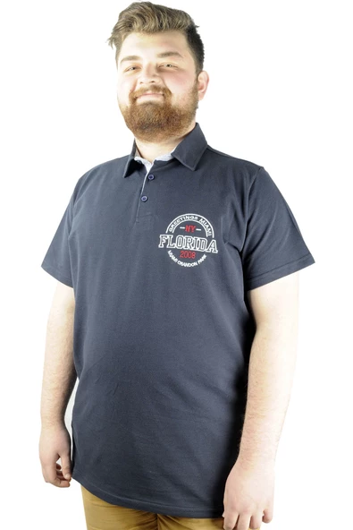Mode XL Erkek T shirt Polo Florida 22303 Lacivert - Resim 4
