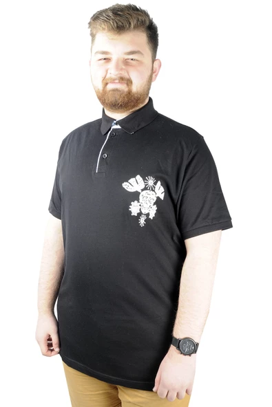 Mode XL Erkek T shirt Polo Skull 22304 Siyah - Resim 4