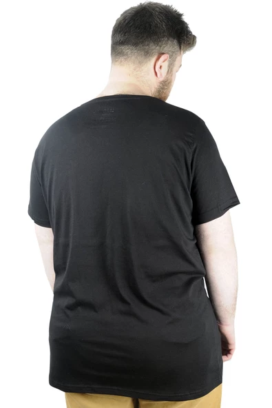 Mode XL Erkek T shirt Bis Yaka Pocket Milano 22120 Siyah - 3