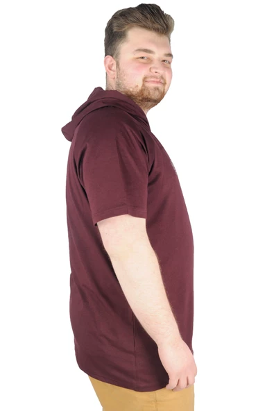 Mode XL Büyük Beden Tshirt Kapşonlu Sky is Limit 22118 Mürdüm - 2