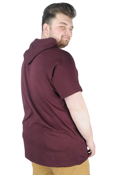 Mode XL Büyük Beden Tshirt Kapşonlu Act now 22128 Mürdüm - 8