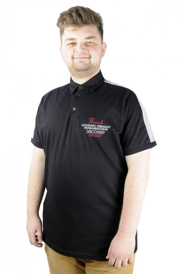 Mode XL Erkek T shirt Polo Think Desert 22310 Siyah ürün görseli 1
