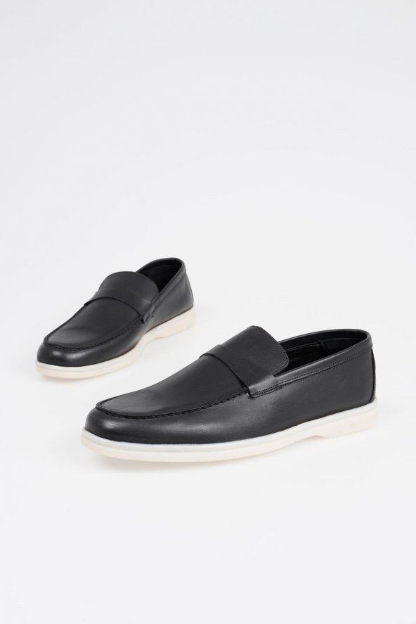 Hakiki Deri Erkek Ön Şerit Detaylı Loafer Ayakkabı - 5