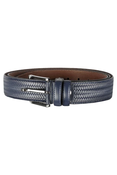 Mode XL Kemer 4 cm Örgü Double Deri 4255 Lacivert - 2