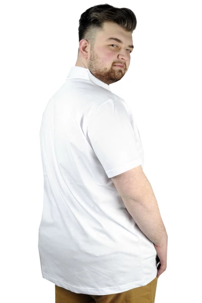 Mode XL Büyük Beden Erkek T shirt Polo MDX Club 22305 Beyaz - Resim 8