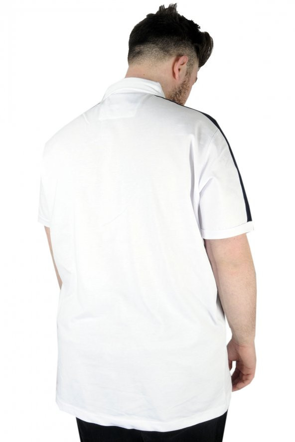Mode XL Büyük Beden Erkek T shirt Polo Yale Crew 22308 Beyaz - 3