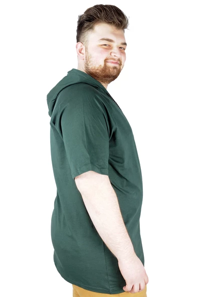Mode XL Büyük Beden Tshirt Reglan Kapşonlu 22117 Nefti - 2