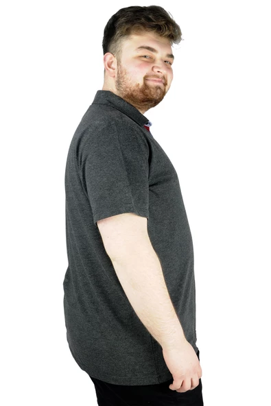 Mode XL Erkek Polo T shirt Explore The World 22313 Antramelanj - 2