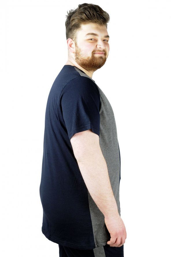 Mode XL Erkek T shirt Parçalı MD08 22134 Lacivert - 3