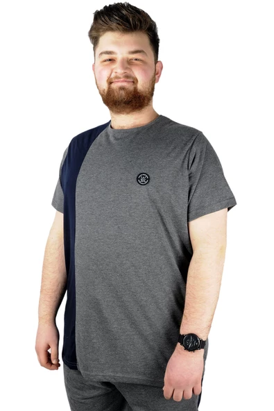 Mode XL Erkek T shirt Parçalı MD08 22134 Antramelanj ürün görseli