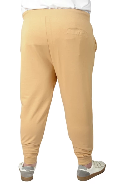 Mode XL Büyük Beden Eşofman Altı Dar Paça 20507 Bej - Resim 2