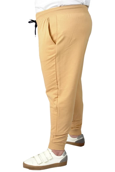 Mode XL Büyük Beden Eşofman Altı Dar Paça 20507 Bej - Resim 3