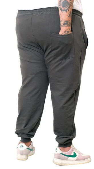 Mode XL Büyük Beden Eşofman Altı DarPaça  Zippered 22501 Haki - Resim 6