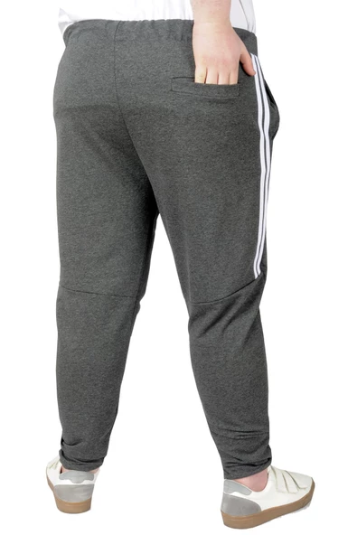 Mode XL Büyük Beden Eşofman Altı DarPaça  Stripe 22509 Antramelanj - 2